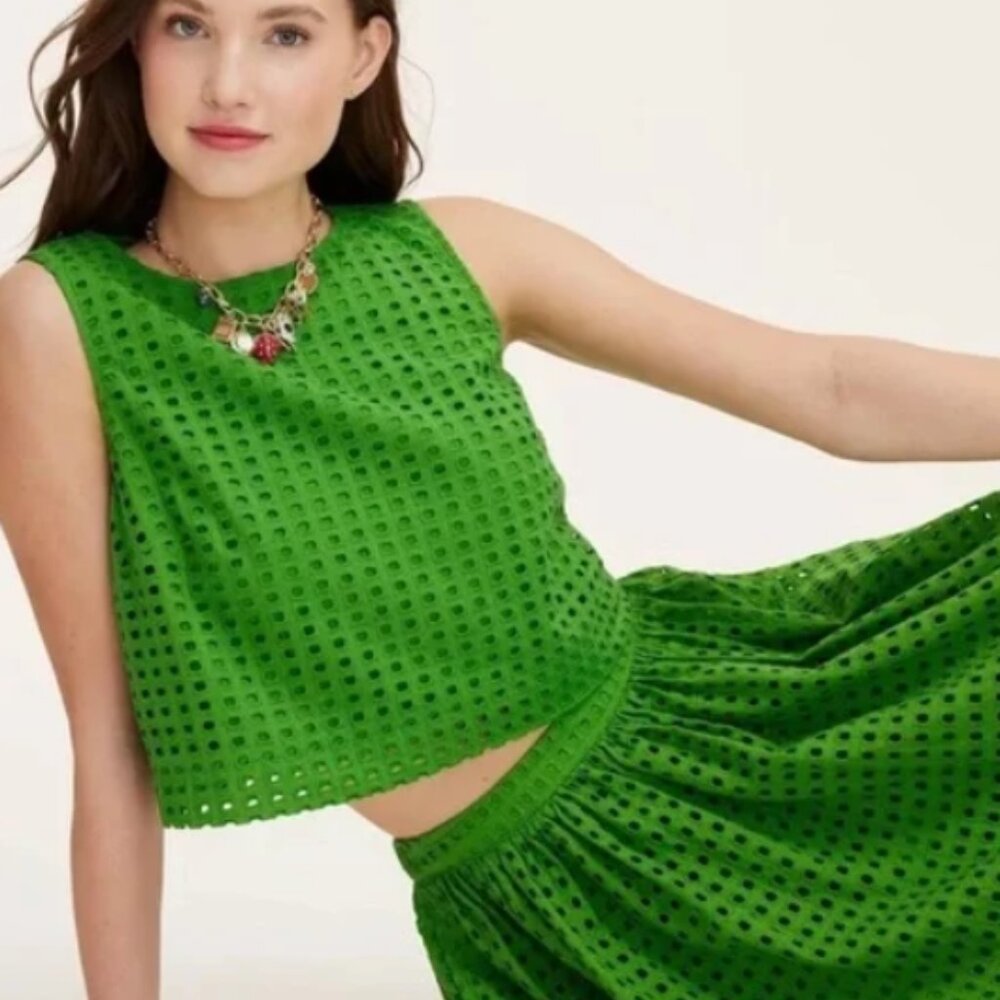 KATE SPADE New York  Target Green Eyelet Shell Tank Crop Top Size L 12 14
